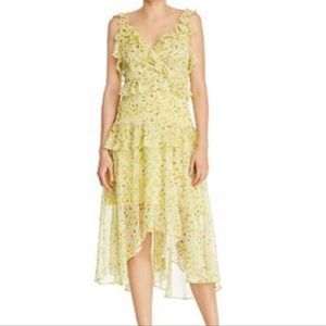 Aqua Bloomingdale’s Beautiful Yellow Floral Strappy Midi Dress
